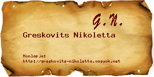 Greskovits Nikoletta névjegykártya